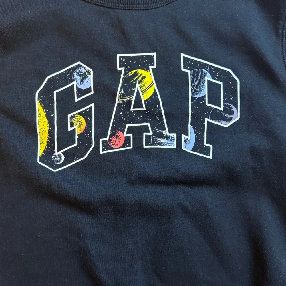 GAP Sweatshirt black size Large cotton crewneck space